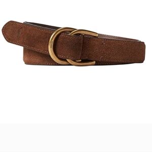 Polo by Ralph Lauren Double  D-Ring Buckle Suede Leather Belt Brown.